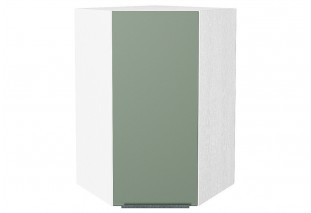 Шкаф верхний угловой Фьюжн Silky Mint / Белый 60 х 60 х 92 см