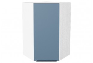 Шкаф верхний угловой Фьюжн Silky Blue / Белый 60 х 60 х 92 см