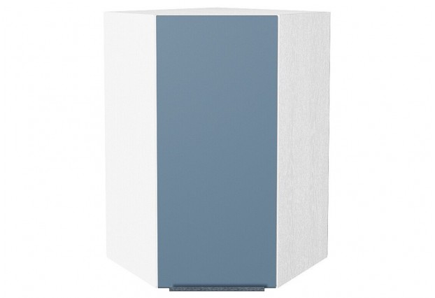 Шкаф верхний угловой Фьюжн Silky Blue / Белый 60 х 60 х 92 см