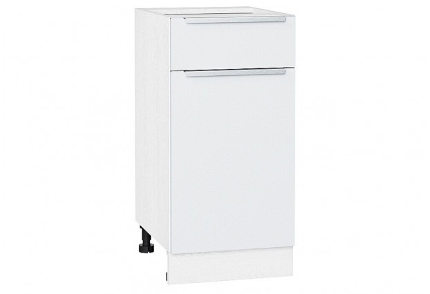 Шкаф нижний с 1-ой дверцей и ящиком Фьюжн Silky White / Белый 40 х 48 х 81,6 см