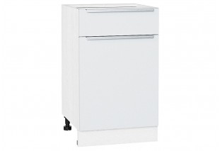 Шкаф нижний с 1-ой дверцей и ящиком Фьюжн Silky White / Белый 50 х 48 х 81,6 см