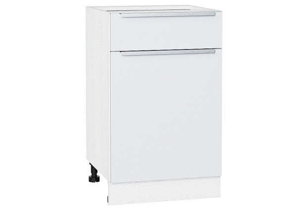 Шкаф нижний с 1-ой дверцей и ящиком Фьюжн Silky White / Белый 50 х 48 х 81,6 см