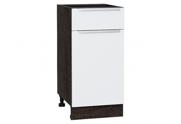 Шкаф нижний с 1-ой дверцей и ящиком Фьюжн Silky White / Graphite 40 х 48 х 81,6 см