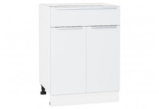 Шкаф нижний с 2-мя дверцами и ящиком Фьюжн Silky White / Белый 60 х 48 х 81,6 см