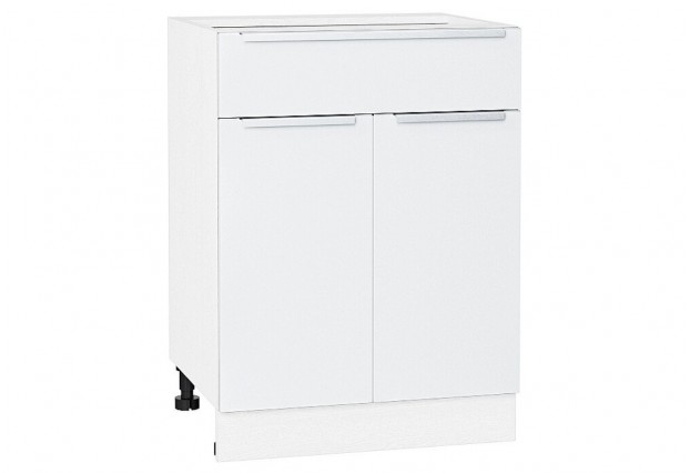 Шкаф нижний с 2-мя дверцами и ящиком Фьюжн Silky White / Белый 60 х 48 х 81,6 см
