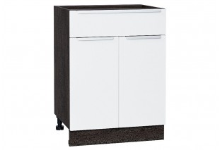 Шкаф нижний с 2-мя дверцами и ящиком Фьюжн Silky White / Graphite 60 х 48 х 81,6 см
