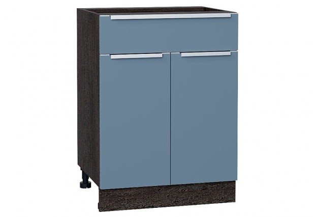 Шкаф нижний с 2-мя дверцами и ящиком Фьюжн Silky Blue / Graphite 60 х 48 х 81,6 см