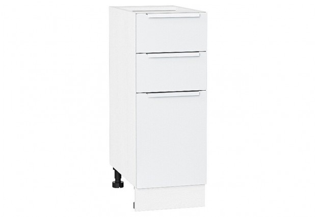 Шкаф нижний с 3-мя ящиками Фьюжн Silky White / Белый 30 х 48 х 81,6 см