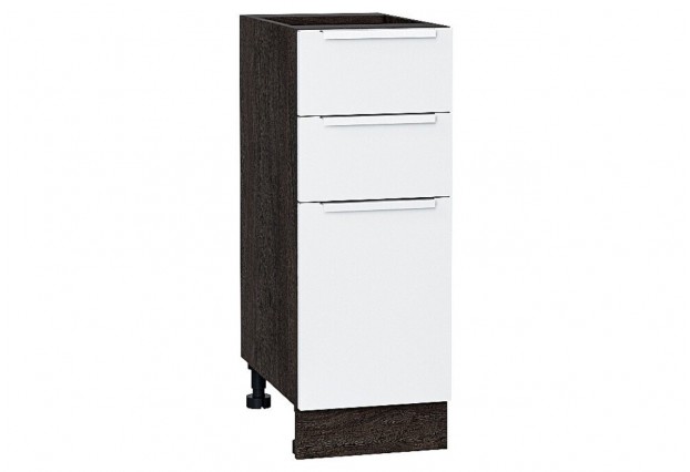 Шкаф нижний с 3-мя ящиками Фьюжн Silky White / Graphite 30 х 48 х 81,6 см