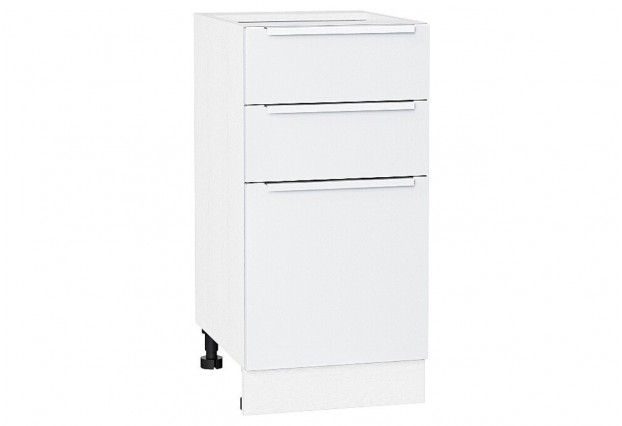 Шкаф нижний с 3-мя ящиками Фьюжн Silky White / Белый 40 х 48 х 81,6 см