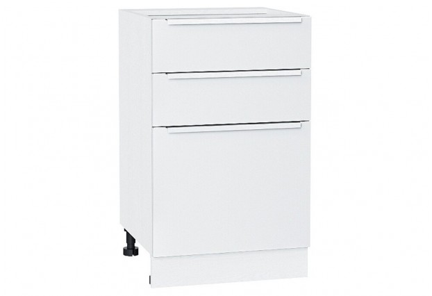 Шкаф нижний с 3-мя ящиками Фьюжн Silky White / Белый 50 х 48 х 81,6 см