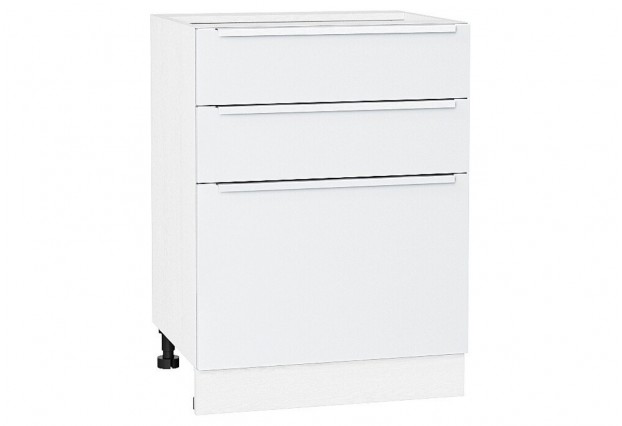 Шкаф нижний с 3-мя ящиками Фьюжн Silky White / Белый 60 х 48 х 81,6 см