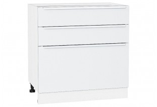 Шкаф нижний с 3-мя ящиками Фьюжн Silky White / Белый 80 х 48 х 81,6 см