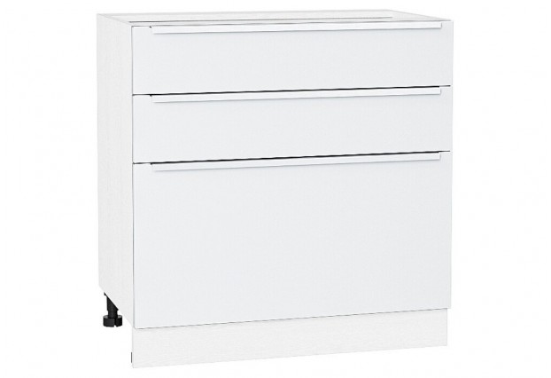 Шкаф нижний с 3-мя ящиками Фьюжн Silky White / Белый 80 х 48 х 81,6 см
