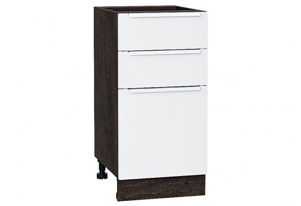 Шкаф нижний с 3-мя ящиками Фьюжн Silky White / Graphite 40 х 48 х 81,6 см
