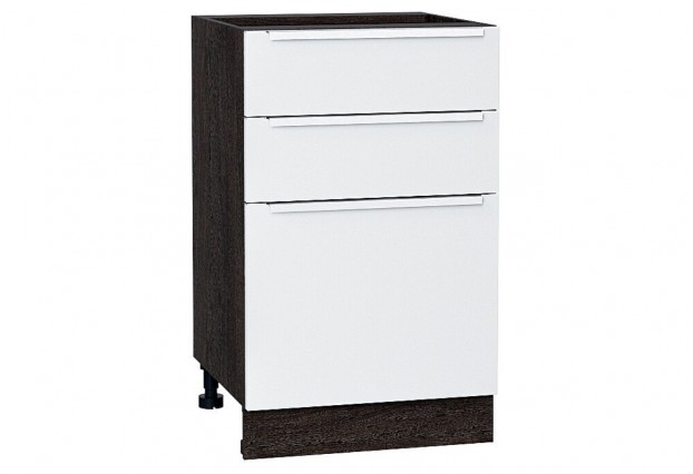 Шкаф нижний с 3-мя ящиками Фьюжн Silky White / Graphite 50 х 48 х 81,6 см