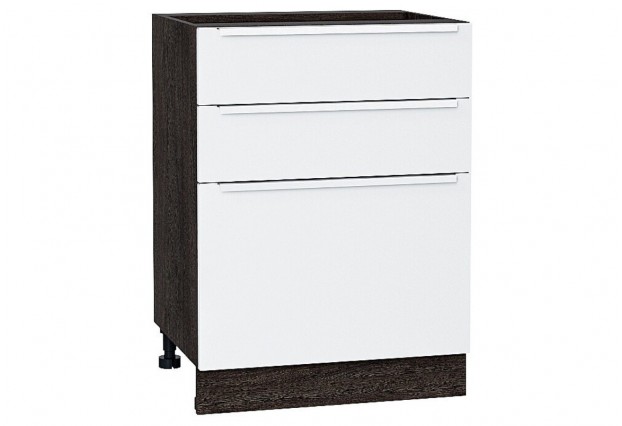 Шкаф нижний с 3-мя ящиками Фьюжн Silky White / Graphite 60 х 48 х 81,6 см