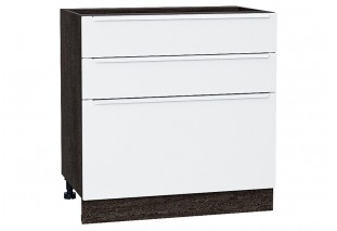 Шкаф нижний с 3-мя ящиками Фьюжн Silky White / Graphite 80 х 48 х 81,6 см