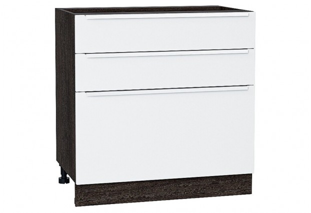 Шкаф нижний с 3-мя ящиками Фьюжн Silky White / Graphite 80 х 48 х 81,6 см