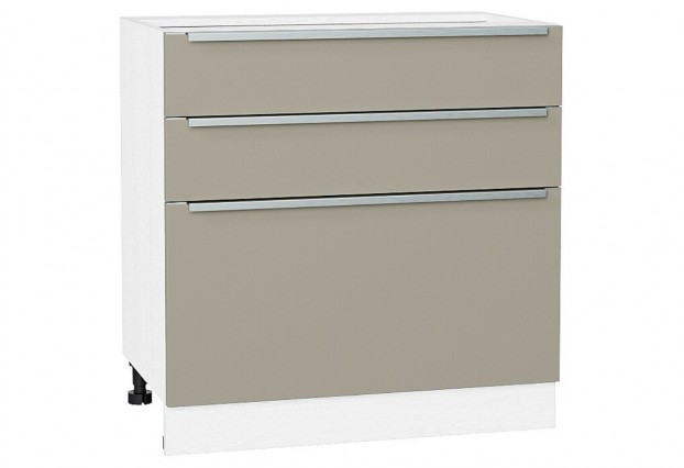 Шкаф нижний с 3-мя ящиками Фьюжн Silky Grey / Белый 80 х 48 х 81,6 см