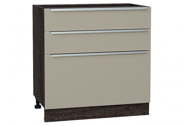 Шкаф нижний с 3-мя ящиками Фьюжн Silky Grey / Graphite 80 х 48 х 81,6 см