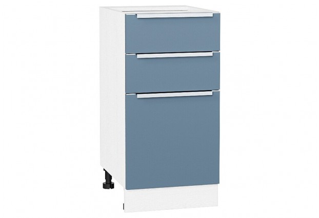 Шкаф нижний с 3-мя ящиками Фьюжн Silky Blue / Белый 40 х 48 х 81,6 см