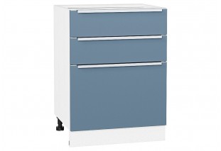 Шкаф нижний с 3-мя ящиками Фьюжн Silky Blue / Белый 60 х 48 х 81,6 см