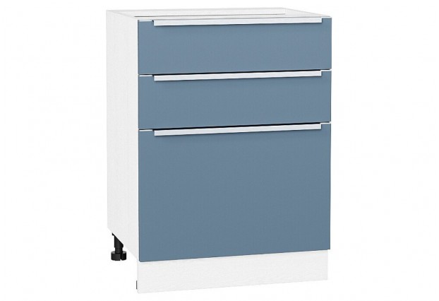Шкаф нижний с 3-мя ящиками Фьюжн Silky Blue / Белый 60 х 48 х 81,6 см