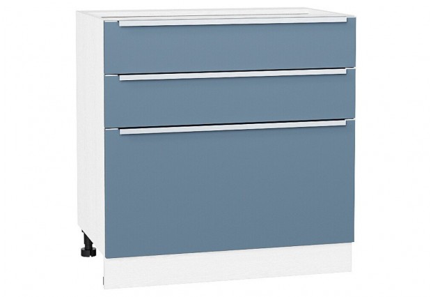 Шкаф нижний с 3-мя ящиками Фьюжн Silky Blue / Белый 80 х 48 х 81,6 см
