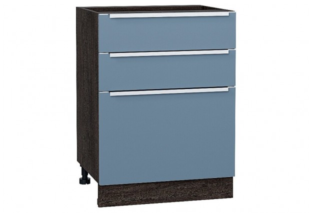 Шкаф нижний с 3-мя ящиками Фьюжн Silky Blue / Graphite 60 х 48 х 81,6 см