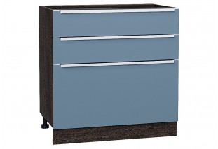 Шкаф нижний с 3-мя ящиками Фьюжн Silky Blue / Graphite 80 х 48 х 81,6 см