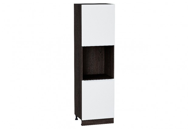 Шкаф пенал с 2-мя дверцами под технику Фьюжн Silky White / Graphite 60 х 57,6 х 213,2 см