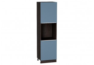 Шкаф пенал с 2-мя дверцами под технику Фьюжн Silky Blue / Graphite 60 х 57,6 х 213,2 см