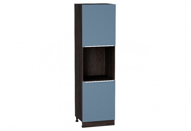 Шкаф пенал с 2-мя дверцами под технику Фьюжн Silky Blue / Graphite 60 х 57,6 х 213,2 см