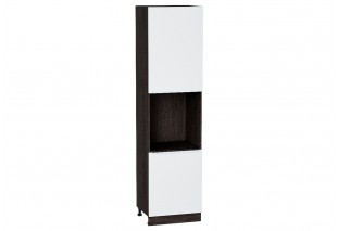 Шкаф пенал с 2-мя дверцами под технику Фьюжн Silky White / Graphite 60 х 57,6 х 233,6 см
