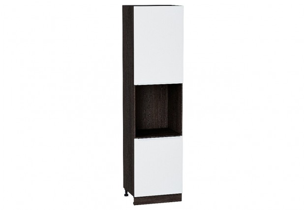 Шкаф пенал с 2-мя дверцами под технику Фьюжн Silky White / Graphite 60 х 57,6 х 233,6 см