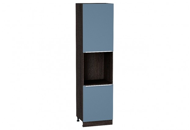 Шкаф пенал с 2-мя дверцами под технику Фьюжн Silky Blue / Graphite 60 х 57,6 х 233,6 см