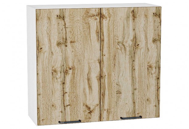 Шкаф верхний с 2-мя дверцами Флэт Wotan Oak 2S / Белый 80 х 31,8 х 71,6 см