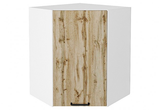 Шкаф верхний угловой Флэт Wotan Oak 2S / Белый 60 х 60 х 71,6 см