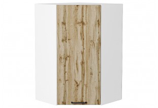 Шкаф верхний угловой Флэт Wotan Oak 2S / Белый 60 х 60 х 92 см