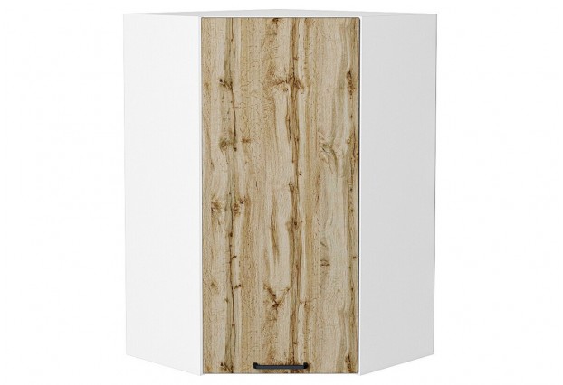 Шкаф верхний угловой Флэт Wotan Oak 2S / Белый 60 х 60 х 92 см