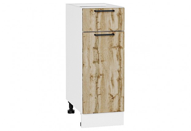 Шкаф нижний с 1-ой дверцей и ящиком Флэт Wotan Oak 2S / Белый 30 х 47,8 х 81,6 см