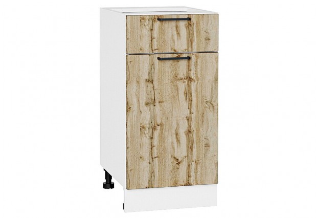 Шкаф нижний с 1-ой дверцей и ящиком Флэт Wotan Oak 2S / Белый 40 х 47,8 х 81,6 см