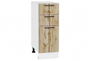 Шкаф нижний с 3-мя ящиками Флэт Wotan Oak 2S / Белый 30 х 47,8 х 81,6 см
