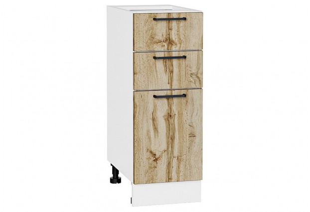 Шкаф нижний с 3-мя ящиками Флэт Wotan Oak 2S / Белый 30 х 47,8 х 81,6 см