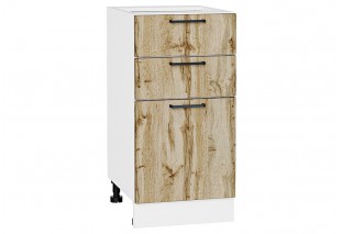 Шкаф нижний с 3-мя ящиками Флэт Wotan Oak 2S / Белый 40 х 47,8 х 81,6 см