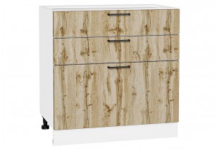 Шкаф нижний с 3-мя ящиками Флэт Wotan Oak 2S / Белый 80 х 47,8 х 81,6 см