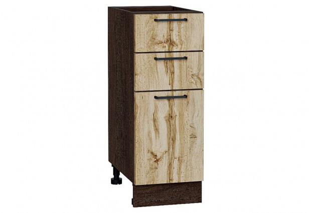 Шкаф нижний с 3-мя ящиками Флэт Wotan Oak 2S / Graphite 30 х 47,8 х 81,6 см