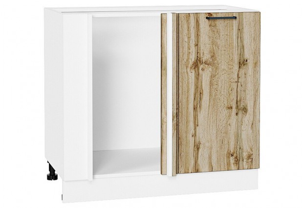 Шкаф нижний угловой Флэт Wotan Oak 2S / Белый 89 х 47,8 х 81,6 см