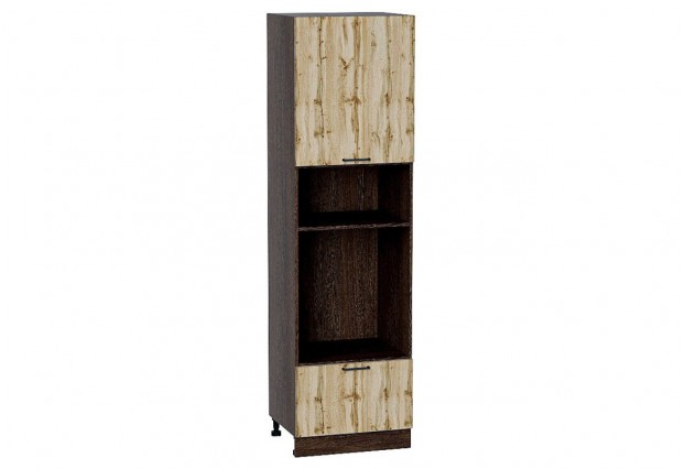 Шкаф пенал с 1-ой дверцей и ящиком под технику Флэт Wotan Oak 2S / Graphite 60 х 57,4 х 213,2 см